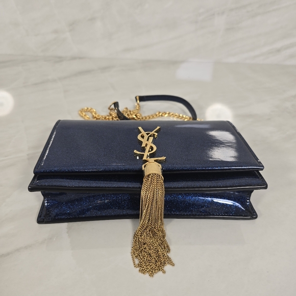 Yves Saint Laurent Small Kate Blue Glitter Crossbody Bag - Picture 7 of 11